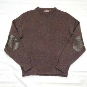 Vintage Brentwood Sportswear Brown Wool Blend Knit Elbow Patched Sweater Mens M